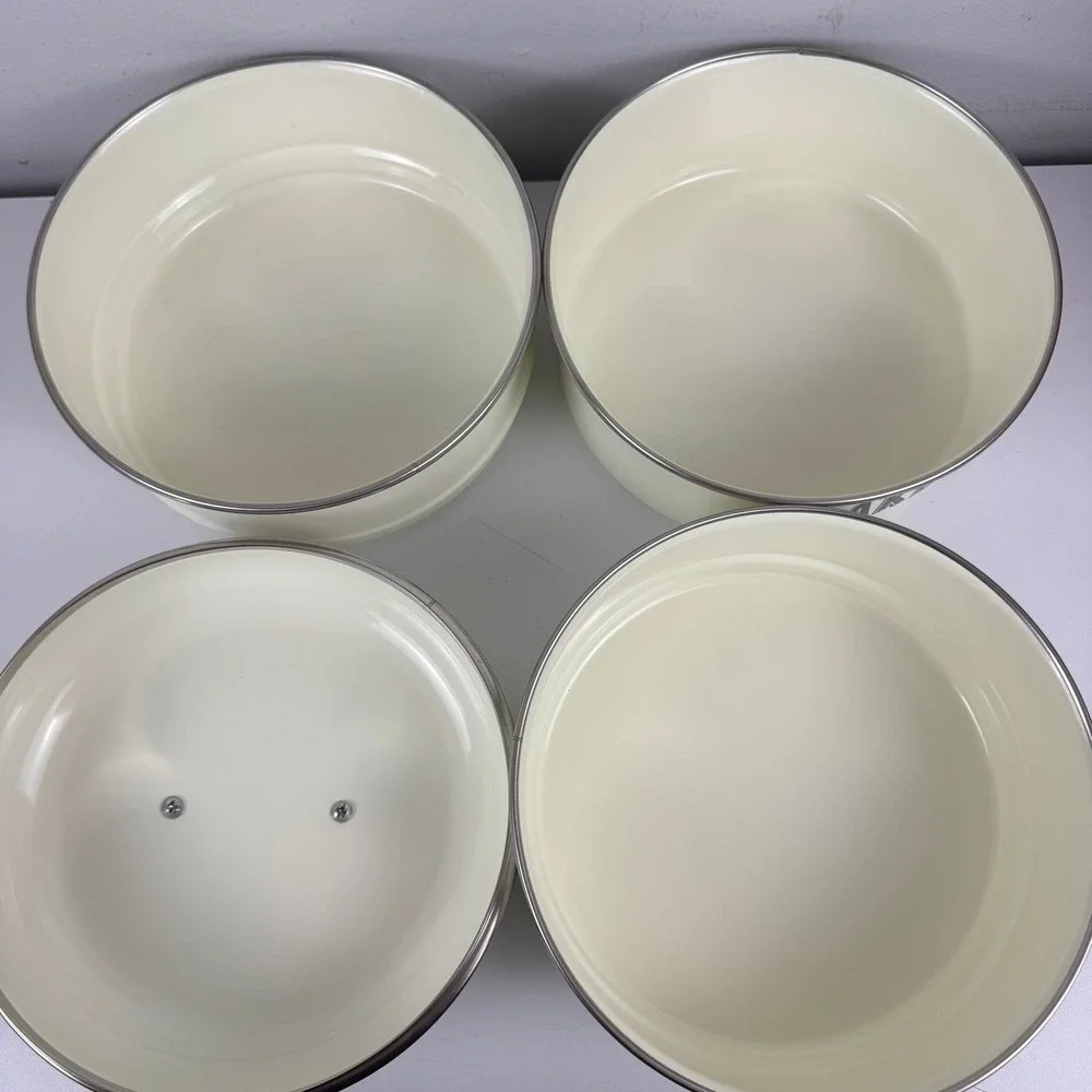 Typhoon Living Retro Cream Enamel 3 Tier Nesting Cake Cookie Bakes Storage Tin